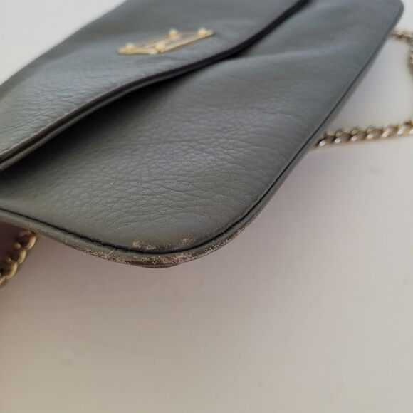 Michael Kors Gray Soft Leather Envelope Bag Chain Medium Flap Shoulder Purse - Picture 9 of 9